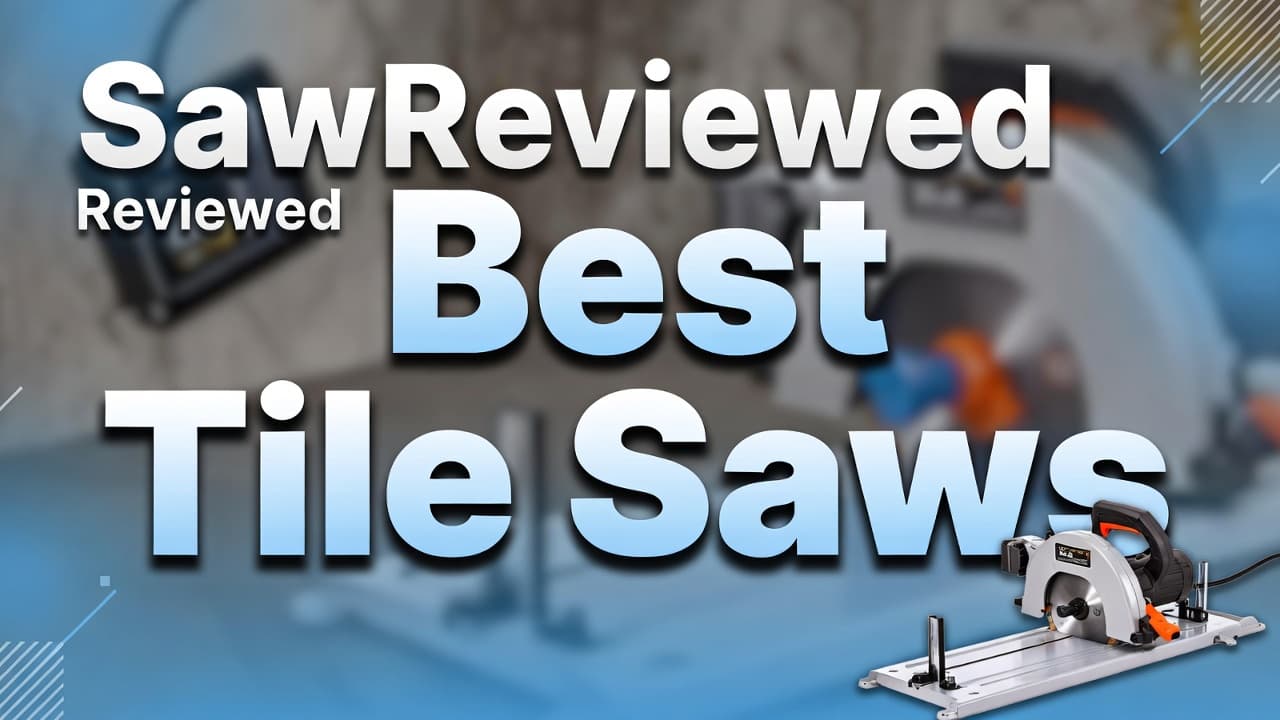 Best tile saws review – powerful wet tile saw cutting colorful porcelain tiles with water spray, featured on Saw Reviewed power tool guide