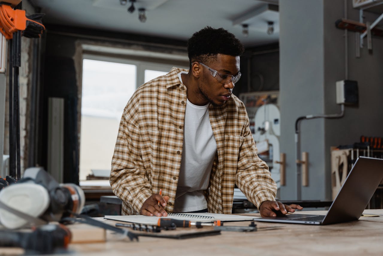 A man working on his laptop