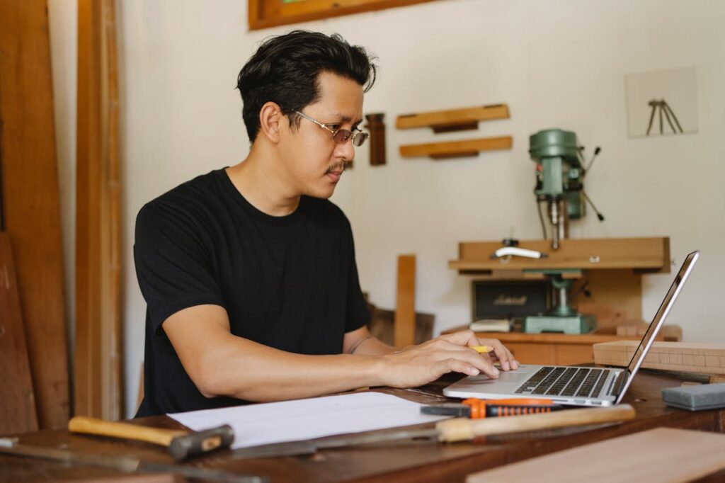 A person working on his laptop